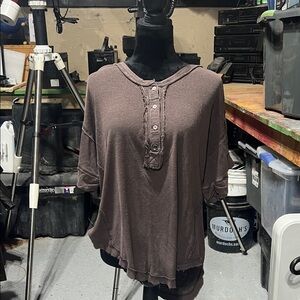 We The Free Brown Short Sleeve Top